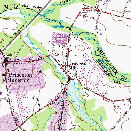 Topographic Map of Grovers Mill, NJ