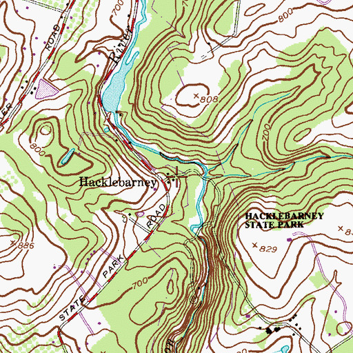 Topographic Map of Hacklebarney, NJ