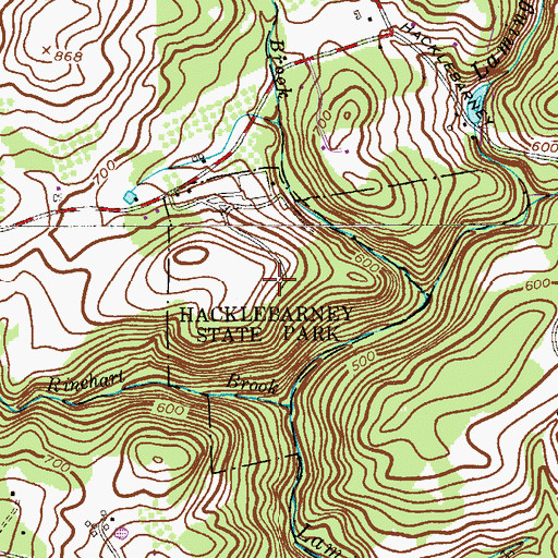 Topographic Map of Hacklebarney State Park, NJ