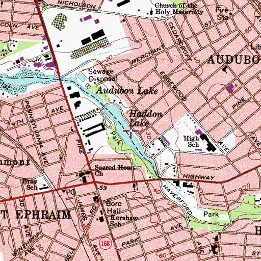 Topographic Map of Haddon Lake, NJ