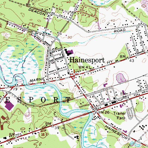 Topographic Map of Hainesport, NJ