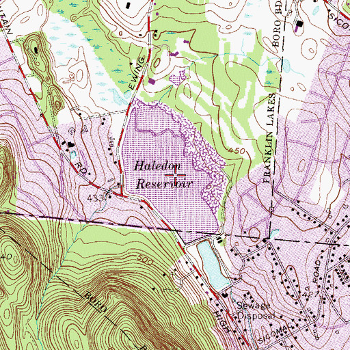 Topographic Map of Haledon Reservoir, NJ