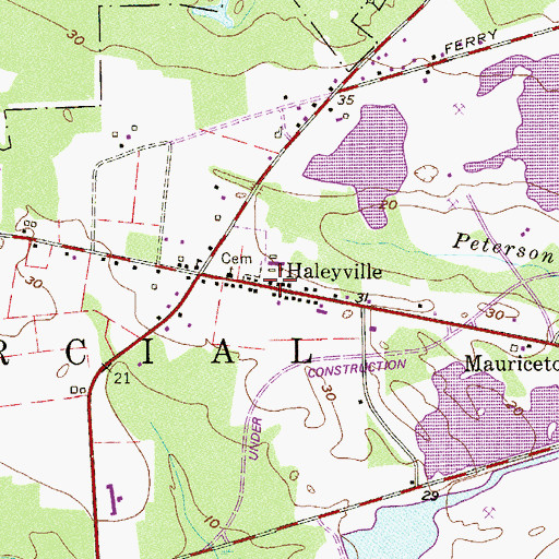 Topographic Map of Haleyville, NJ