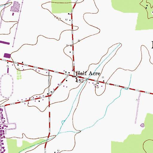 Topographic Map of Half Acre, NJ