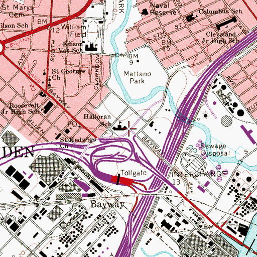 Topographic Map of William F Halloran Elementary School, NJ