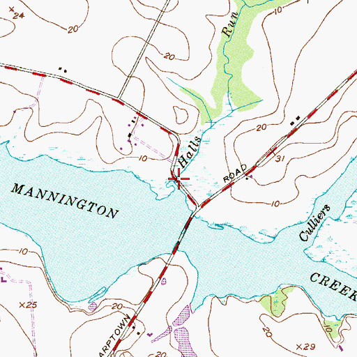 Topographic Map of Halls Run, NJ