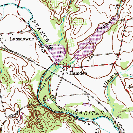 Topographic Map of Hamden, NJ