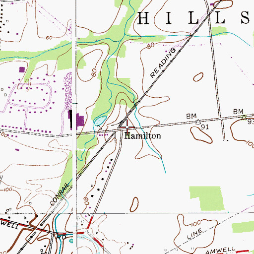 Topographic Map of Hamilton, NJ
