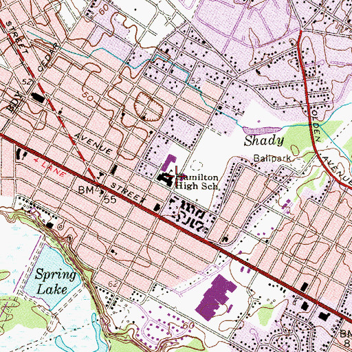 Topographic Map of Hamilton West Watson High School, NJ