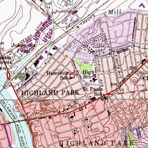 Topographic Map of Hamilton School, NJ
