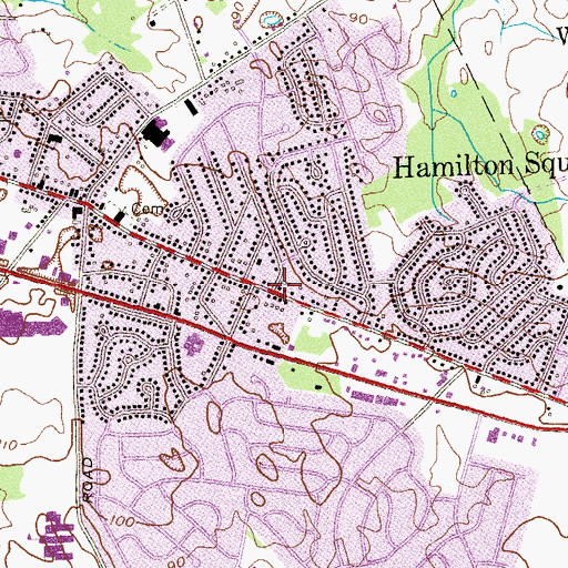 Topographic Map of Hamilton Square, NJ