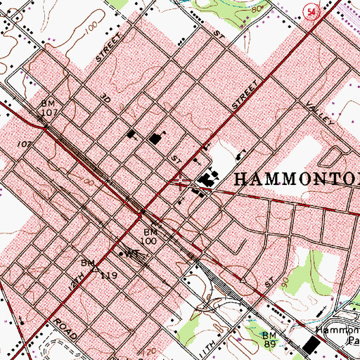 Topographic Map of Hammonton, NJ