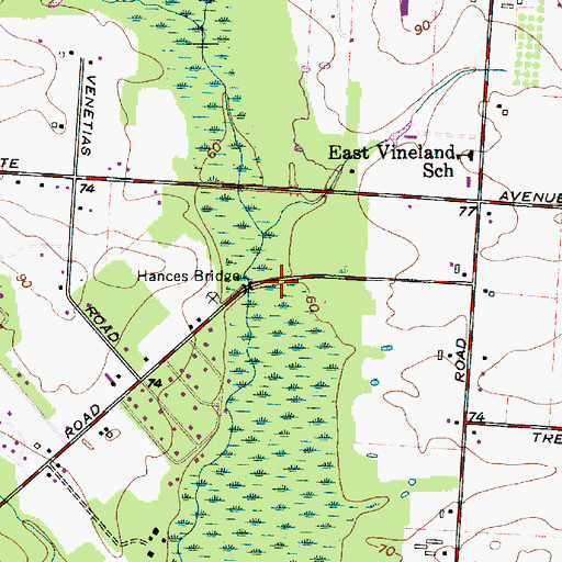 Topographic Map of Hances Bridge, NJ