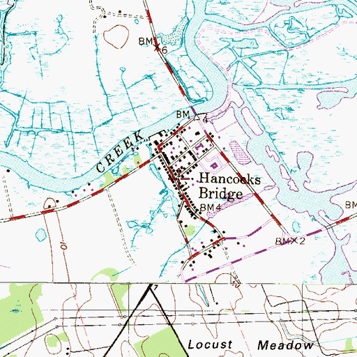 Topographic Map of Hancocks Bridge, NJ