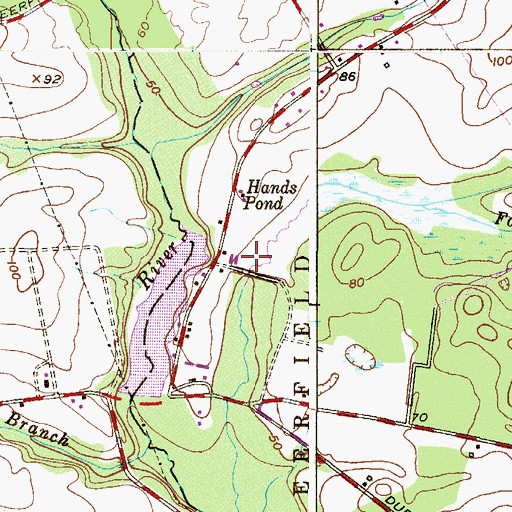 Topographic Map of Hands Pond, NJ