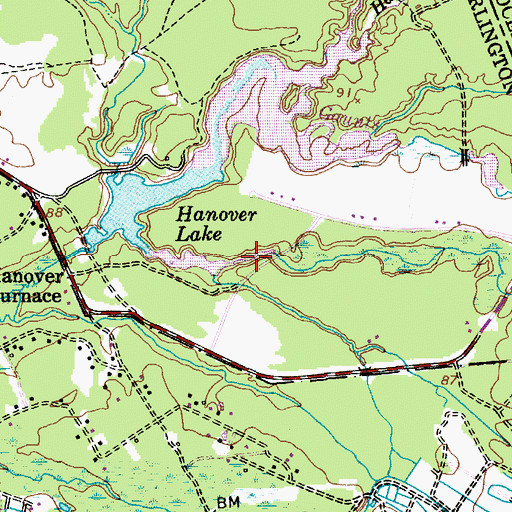 Topographic Map of Hanover Lake, NJ