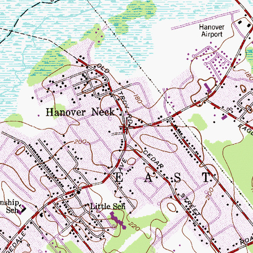 Topographic Map of Hanover Neck, NJ