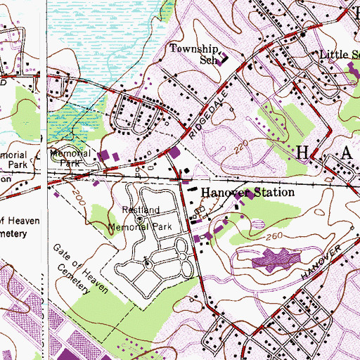 Topographic Map of Hanover Station, NJ