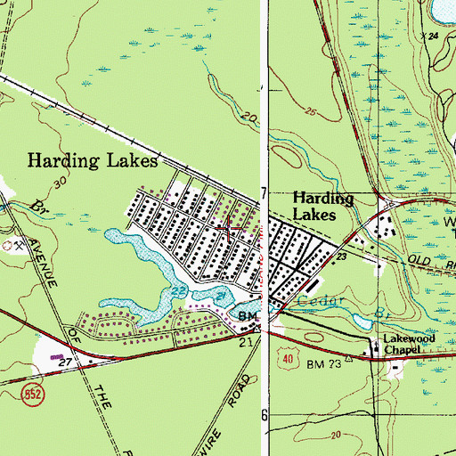 Topographic Map of Harding Lakes, NJ