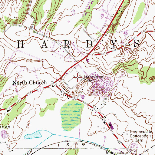 Topographic Map of Hardyston Cemetery, NJ