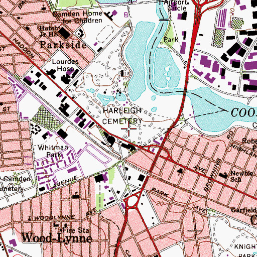 Topographic Map of Harleigh Cemetery, NJ