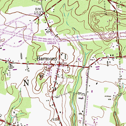 Topographic Map of Harmony, NJ