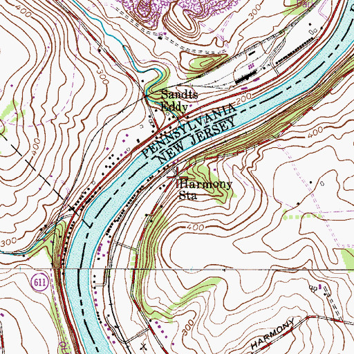 Topographic Map of Harmony Station, NJ