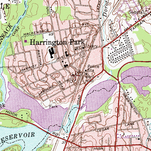 Topographic Map of Harrington Park, NJ