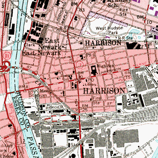Topographic Map of Harrison, NJ