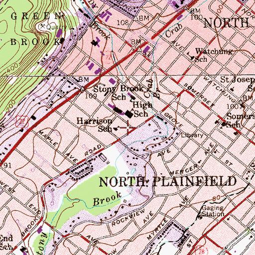 Topographic Map of Harrison School, NJ