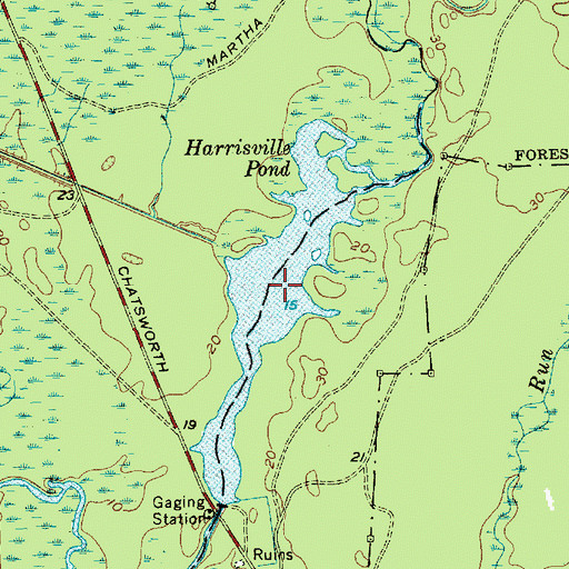 Topographic Map of Harrisville Pond, NJ