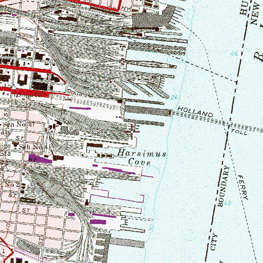 Topographic Map of Harsimus Cove, NJ