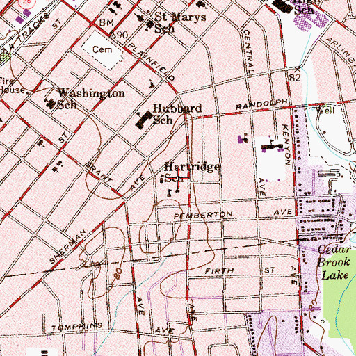 Topographic Map of Hartridge School, NJ