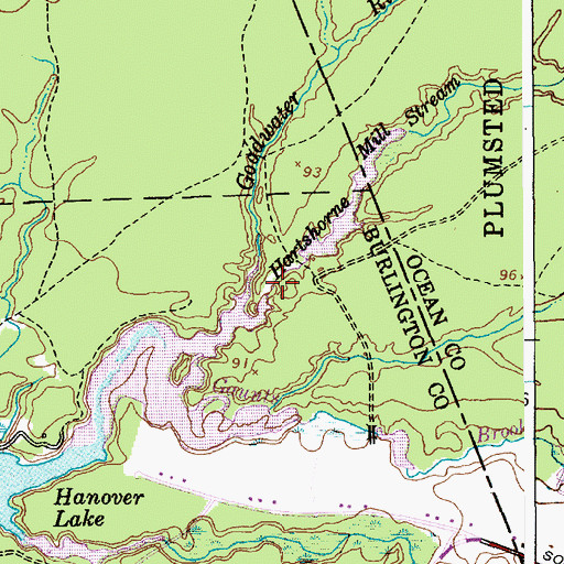 Topographic Map of Hartshorne Mill Stream, NJ