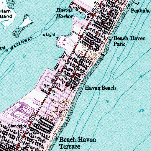 Topographic Map of Haven Beach, NJ