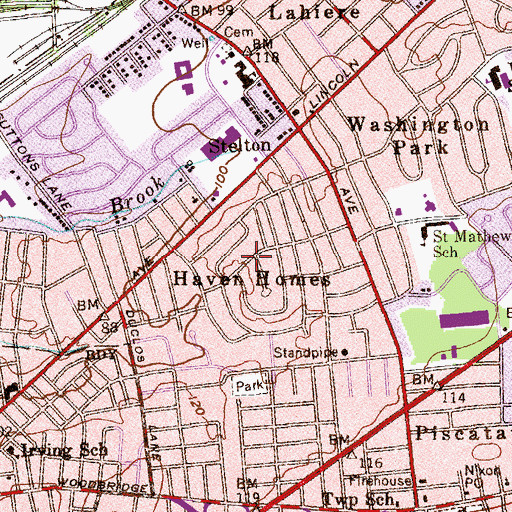 Topographic Map of Haven Homes, NJ
