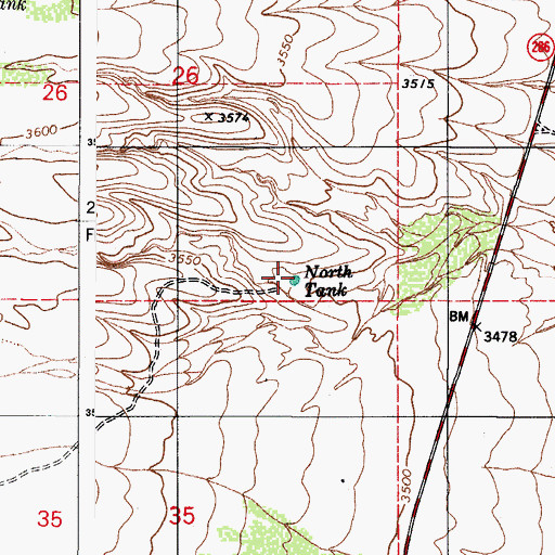 Topographic Map of North Tank, AZ