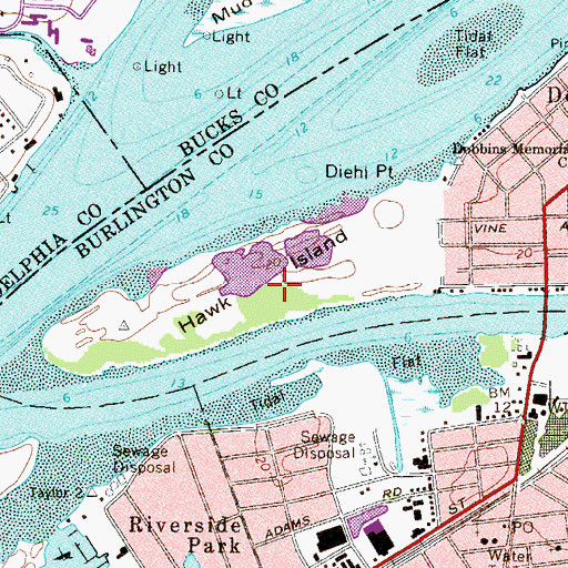 Topographic Map of Hawk Island, NJ