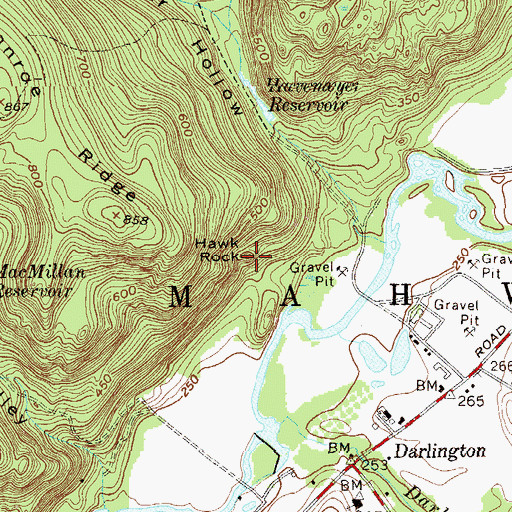 Topographic Map of Hawk Rock, NJ