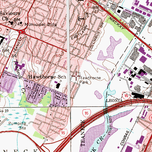 Topographic Map of Hawthorne Park, NJ