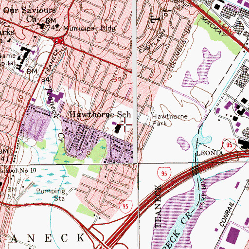 Topographic Map of Hawthorne Elementary School, NJ