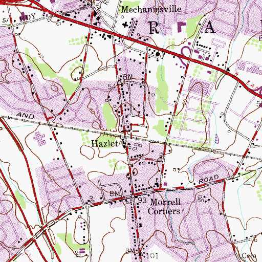 Topographic Map of Hazlet, NJ
