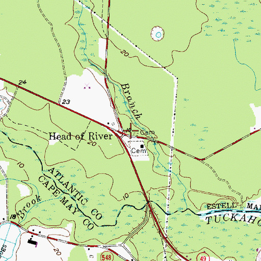 Topographic Map of Head of River, NJ