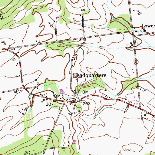 Topographic Map of Headquarters, NJ