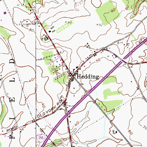 Topographic Map of Hedding, NJ