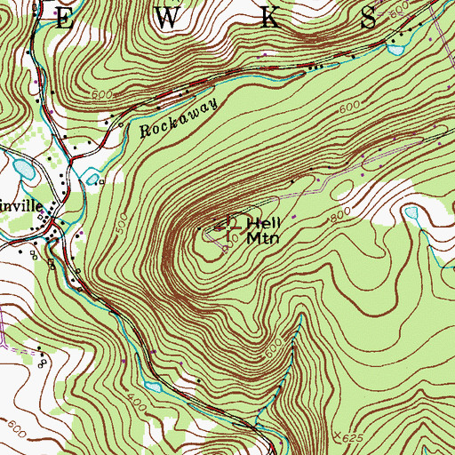 Topographic Map of Hell Mountain, NJ