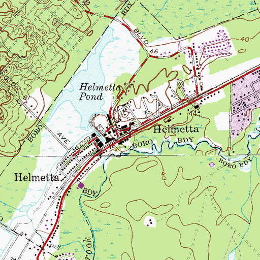 Topographic Map of Helmetta, NJ