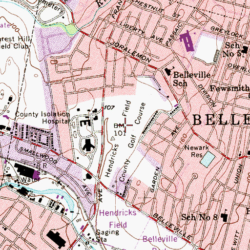 Topographic Map of Hendricks Field, NJ