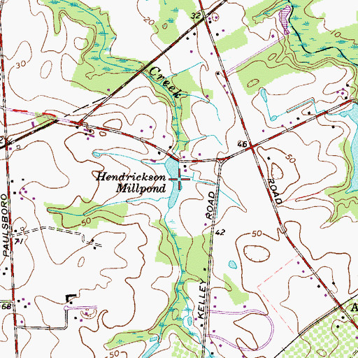Topographic Map of Hendrickson Millpond, NJ