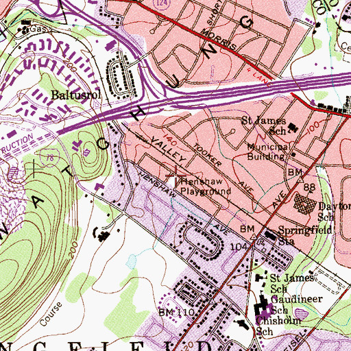 Topographic Map of Henshaw Playground, NJ
